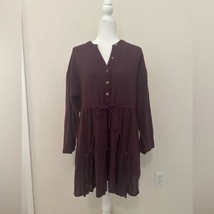 Free People So Serene Purple Mini Dress Sz S Bohemian Festival Lagenlook Western